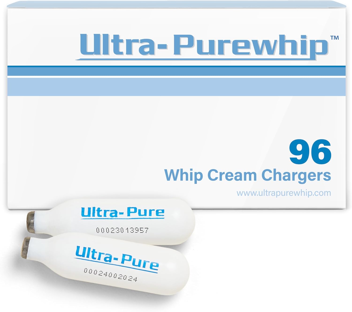 Ultra-PureWhip Whipped Cream Chargers, Cartridges for Desserts & Cocktails Creation, Fits with Any Standard Dispensers, Leak-Proof Steel, 96 pack