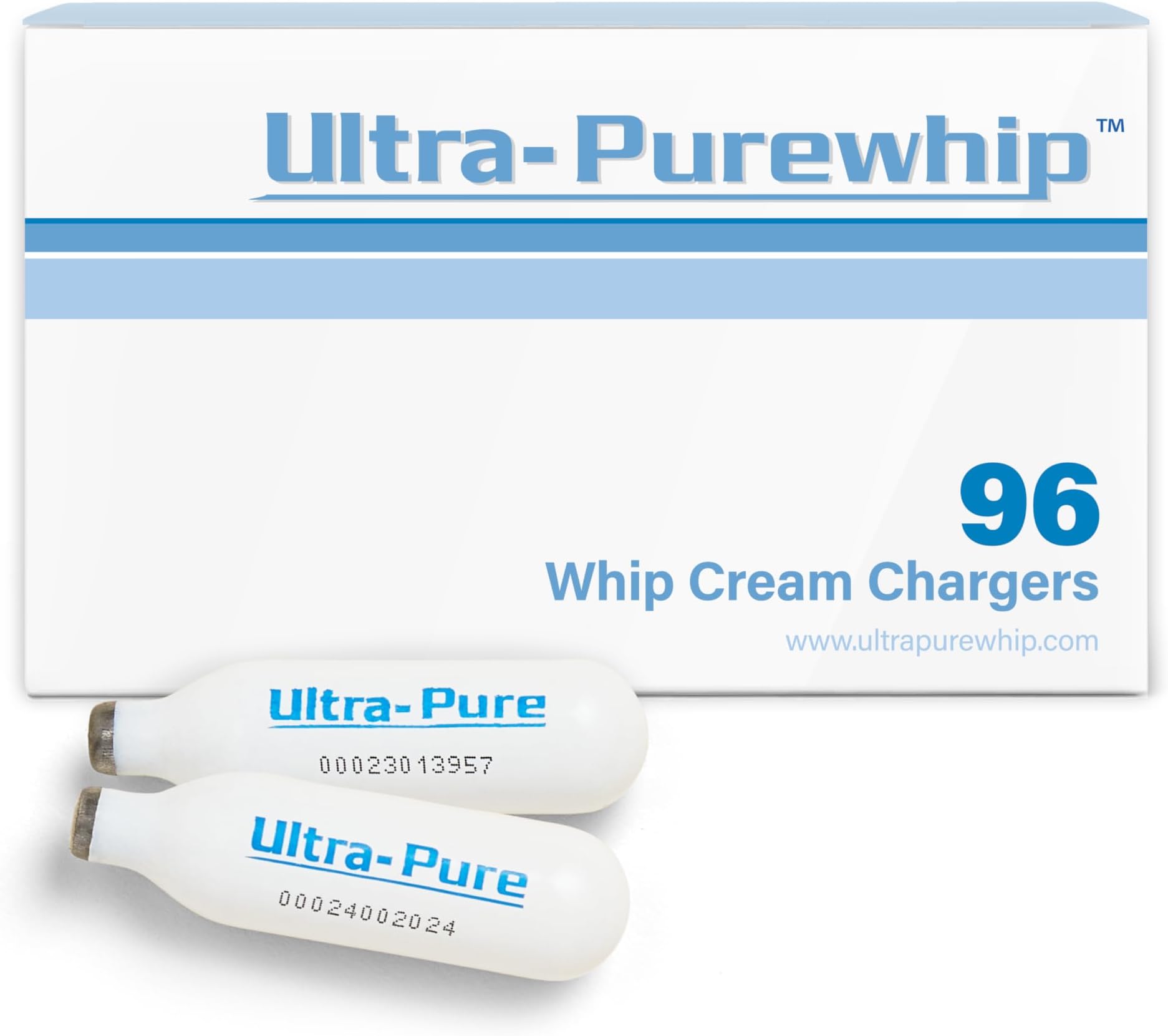 Ultra-Purewhip Whipped Cream Charger, 96-Pack | 8g Premium Stainless Steel Cartridges for Whipped Cream Dispenser | Pure and Flavor Neutral with Long Shelf Life