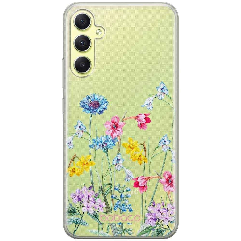 Babaco ERT GROUP mobile phone case for Samsung A34 5G original and officially Licensed pattern Flowers 040 optimally adapted to the shape of the mobile phone, partially transparent