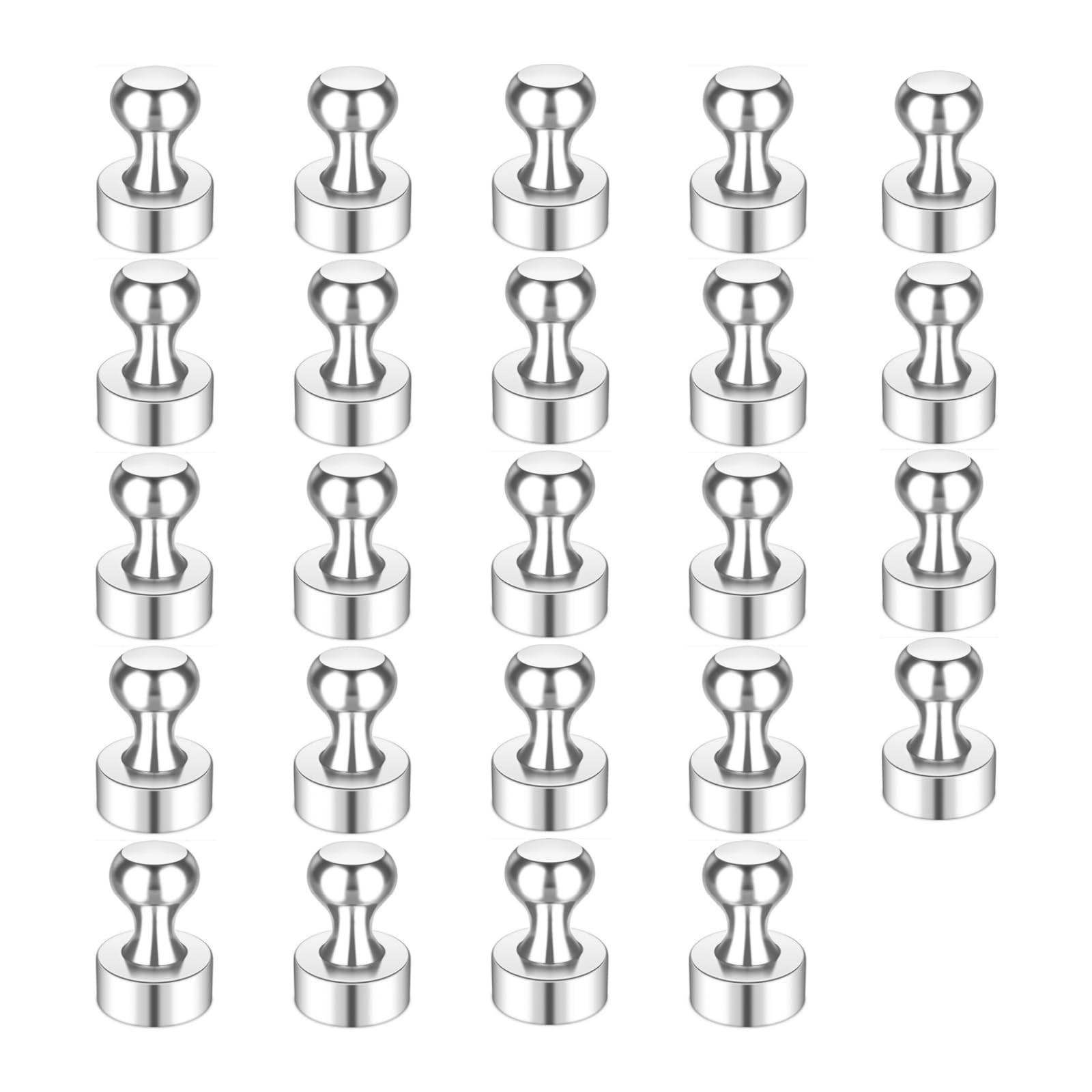 HRLORK Fridge Magnets 24 Pack 12 x 16 mm Small Magnets Cone Strong Magnetic with Box for Office White Board School Fridge Notice Board（Silver）