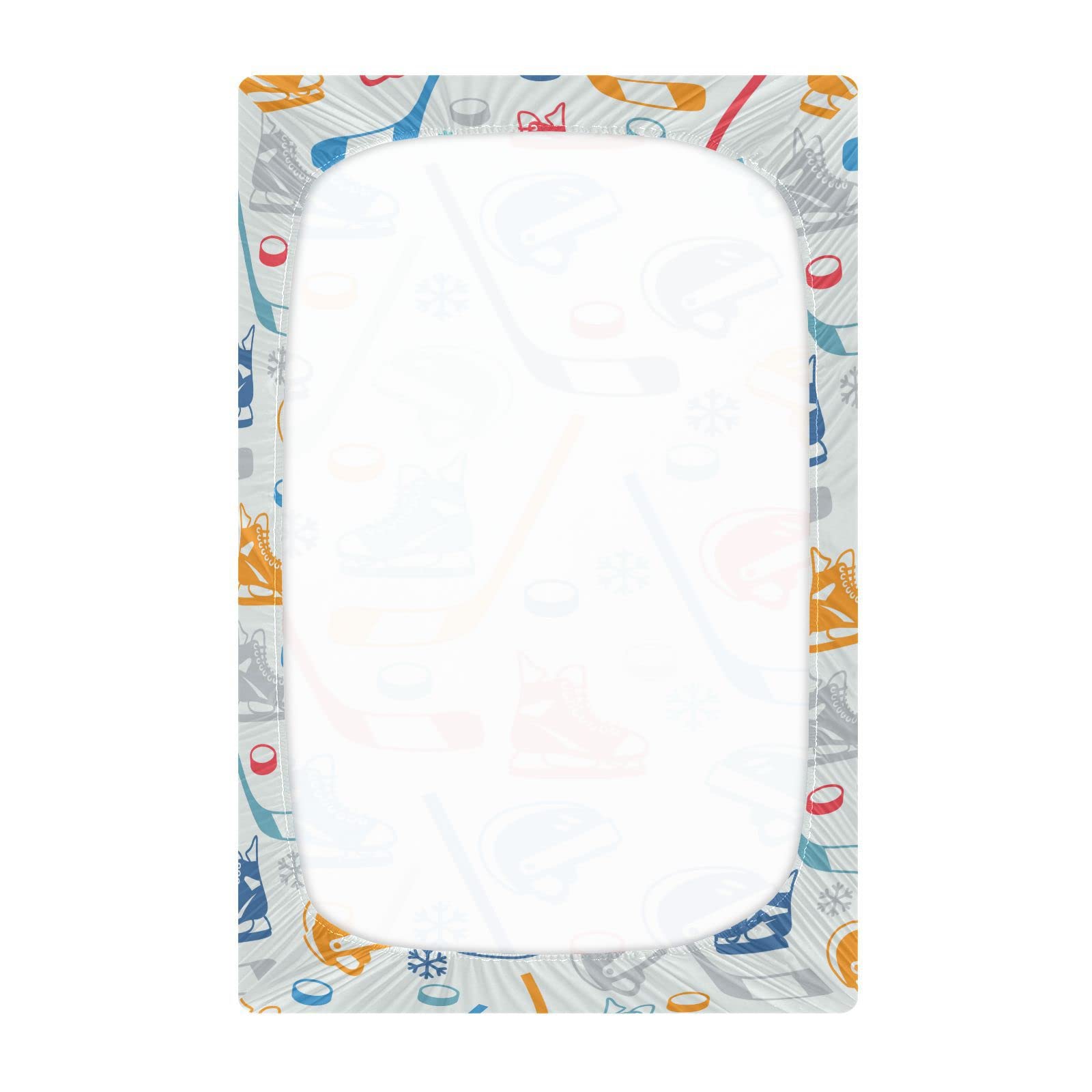 Sports Hockey Fitted Crib Sheet for Boys Girls Baby Crib Sheet Crib Mattress Sheet Mini Crib Sheets Fitted for Infant Baby,52 X 28 in
