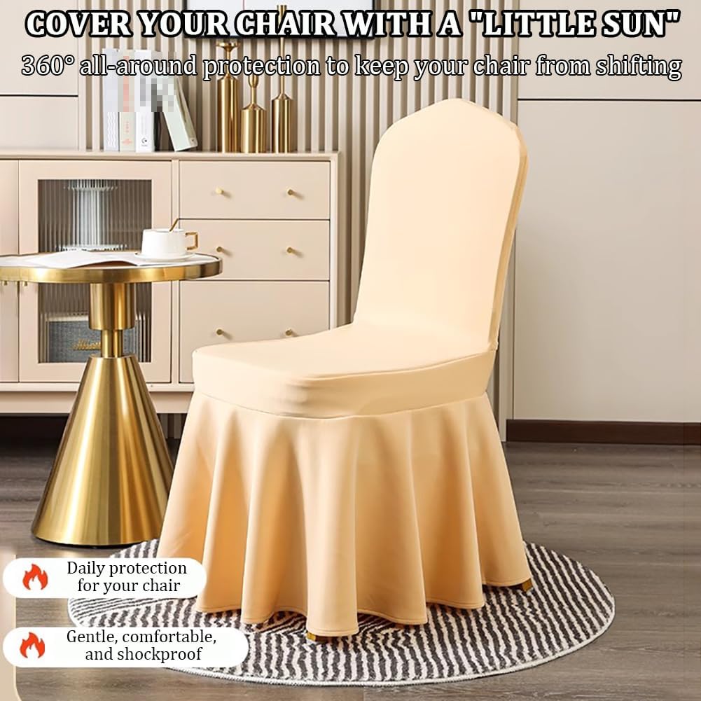 Chair Covers with Ruffled Hemlines, 10-Pack of Elastic Chair Covers, Washable and Removable Spandex, Suitable for Weddings, Banquets and Parties.,10 Piece Set a