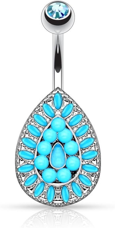 Pierced Owl - 14GA 316L Stainless Steel Vintage Style Shield Gem Belly Button Ring, Choose Style