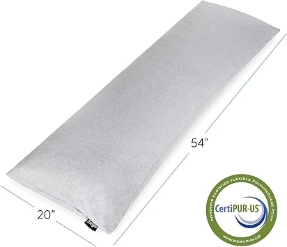 Milliard Full Body Pillow - Shredded Memory Foam with Washable Cover - Long, Hypoallergenic, Firm Hug Pillows for Side and Back Sleepers (54in, Cool Grey)