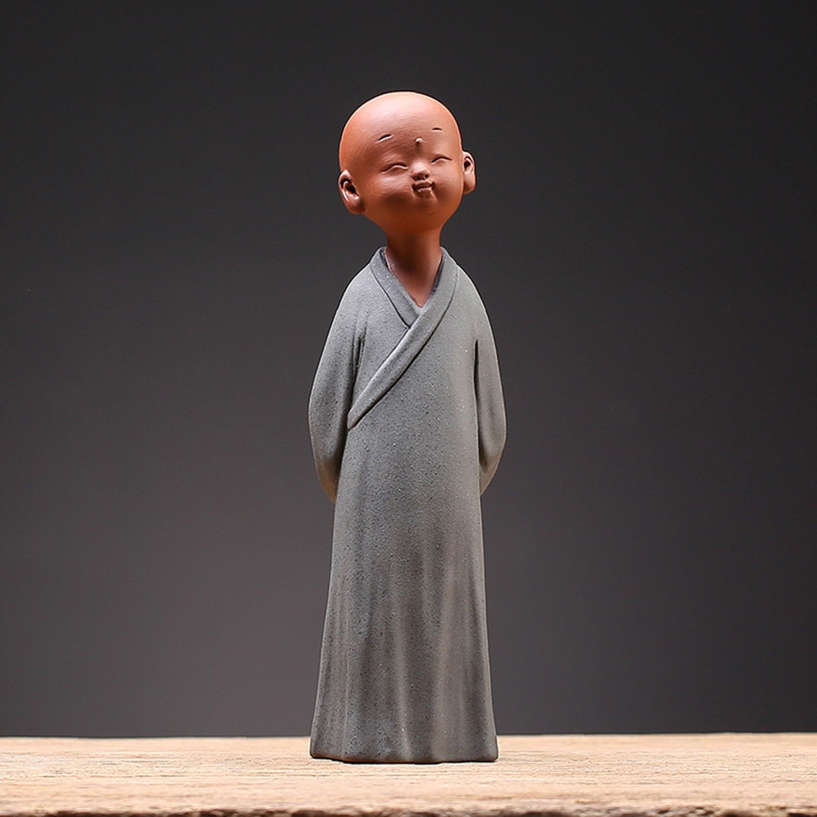 YUZDNM Chinese Little Monk Statue, Ceramic Zen Meditation Buddha Figurine for Peace, Home Office Tea Table Decor(#2)