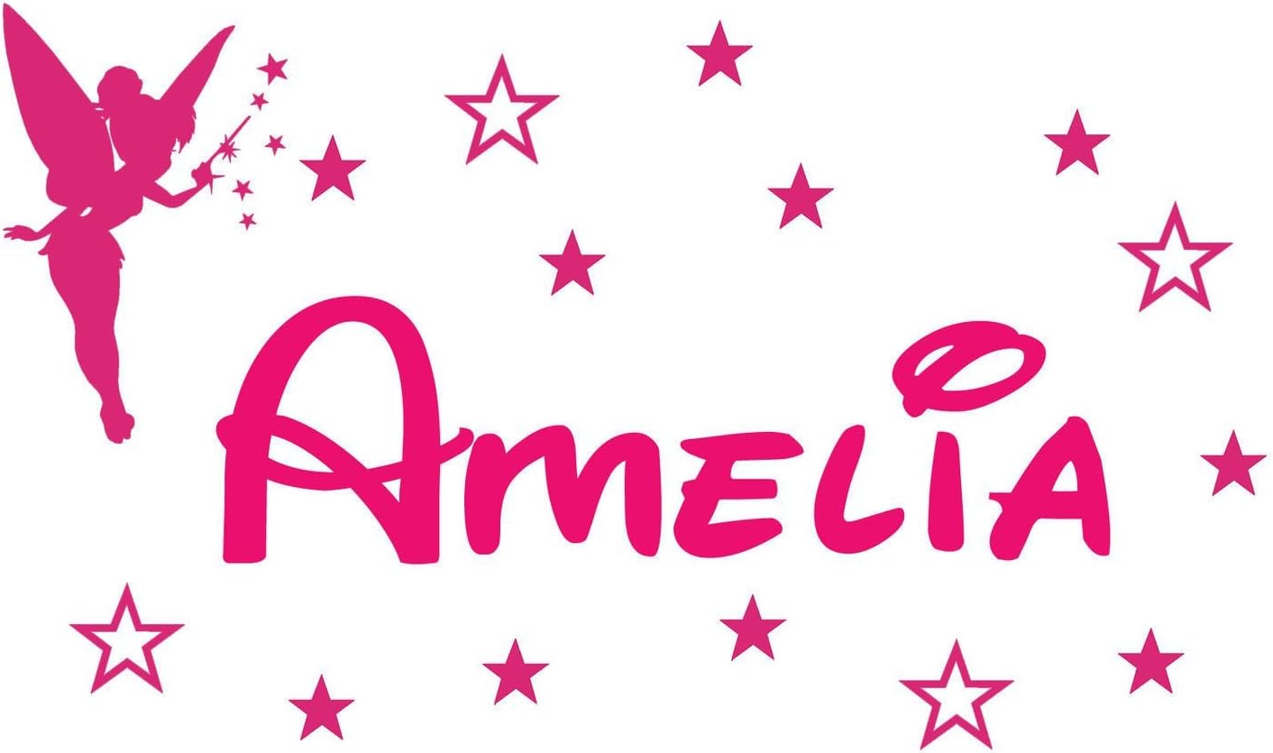 FlorDecor Name Wall Decals Nursery Girls Fantasy Fairytale Magic Tinkerbell Silhouette - Custom Name Decal For Nursery Wall Decals For Girls Bedroom