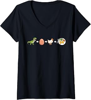Womens Dinosaur Egg Chicken Nugget Evolution Chickennugget V-Neck T-Shirt