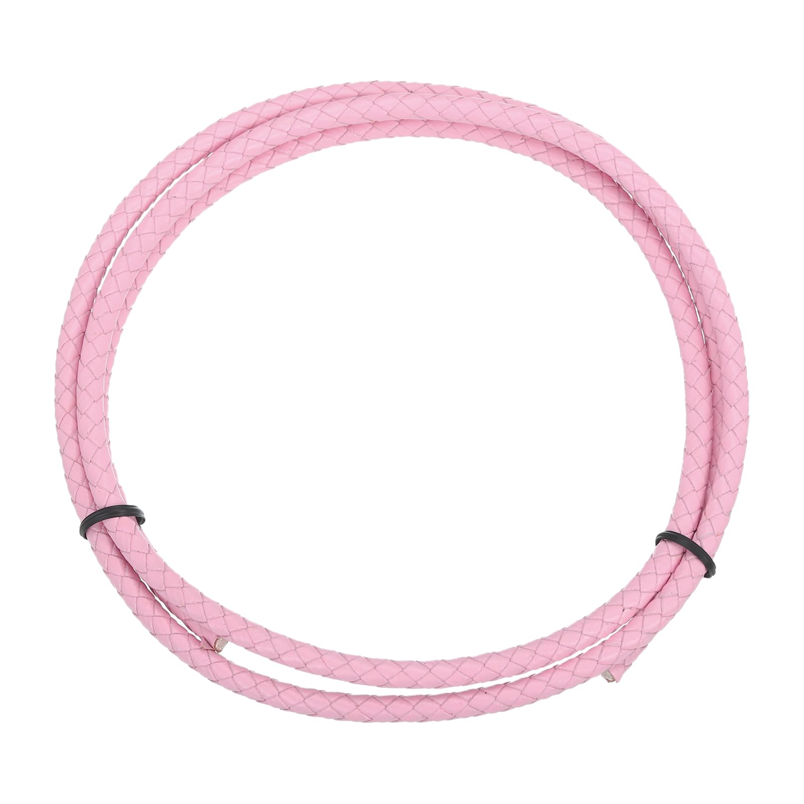sourcing map 1.1 Yards Bolo Tie Cord 5mm Diameter Round Braided Leather Strip 1 Meter Long for Bracelet Necklace Beading, Pink