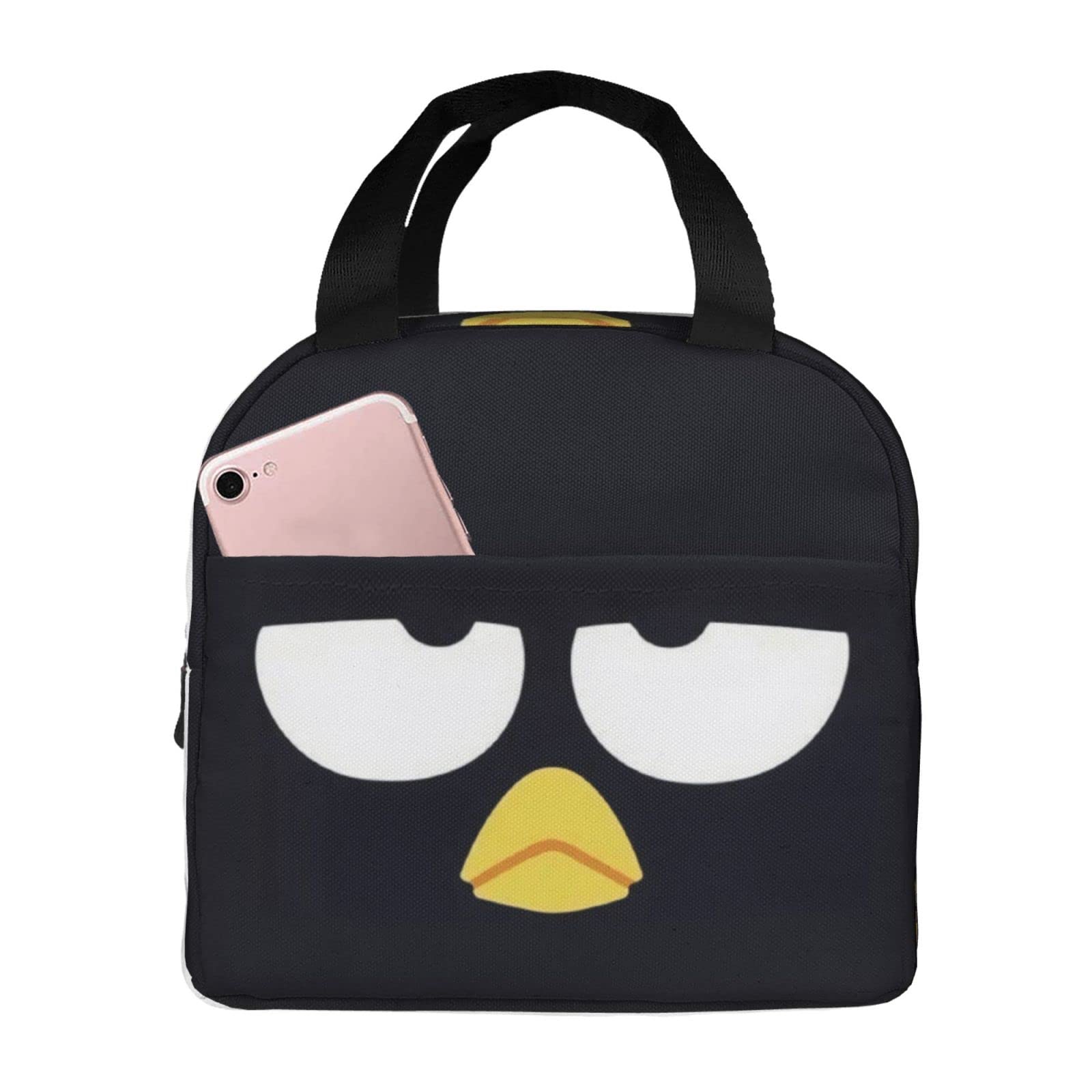 Amazon｜バッドばつ丸 保冷 がま口 ランチバッグ ブラック お弁当箱