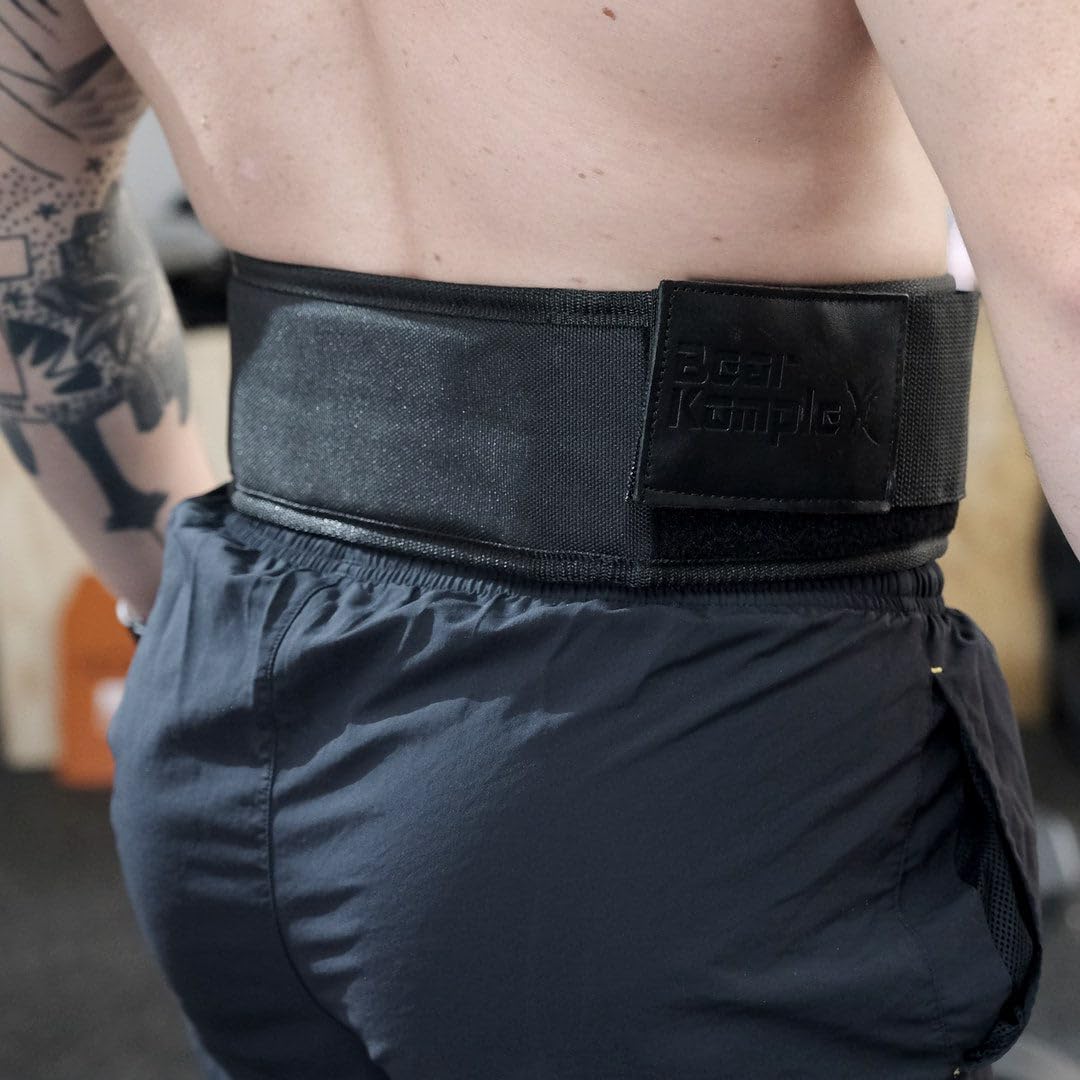 Bear KompleX Premium Leather APEX Weightlifting Belt, Abdominal & Back Support, Powerlifting, Squats and Weight Training, Low Profile Firm Back Easily Adjustable.