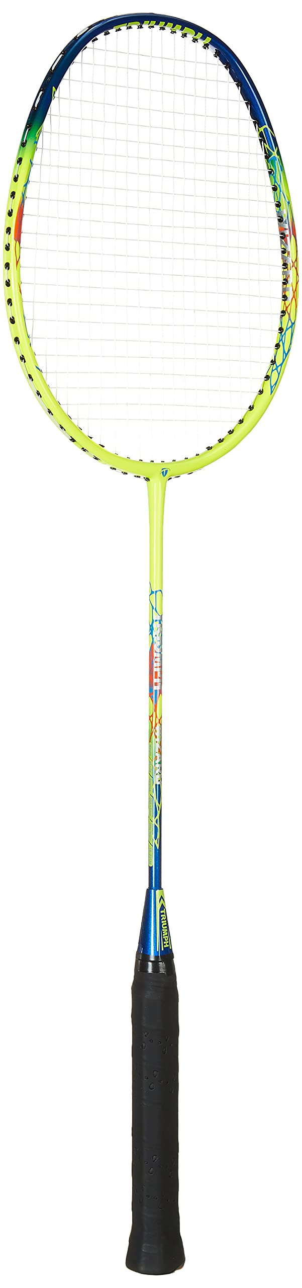 Triumph Wizard Graphite Hotmelt Light Weight Strung Badminton Racket with Cosmic-6R Double Compartment Badminton Bag Lime/Sky