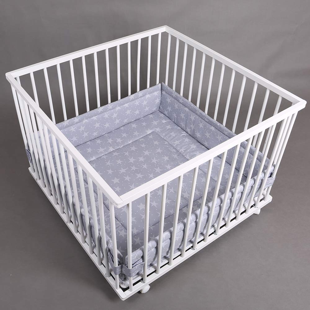 Laufgitter Laufstall Babylaufstall 100x100cm Baby Krabbelgitter inkl. Stoffeinlage 49266-02