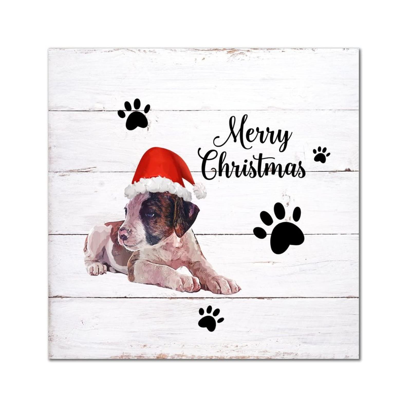 Plaque en bois Golden Retriever de Noël décoration murale 30x30 cm
