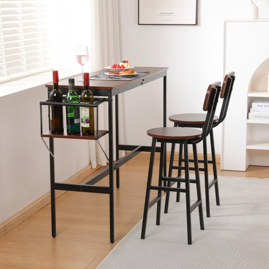 カウンターテーブル スツール 3点セット ハイテーブル 木製 カウンター 木製 Amazon｜カウンターテーブル スツール 3点セット ハイテーブル