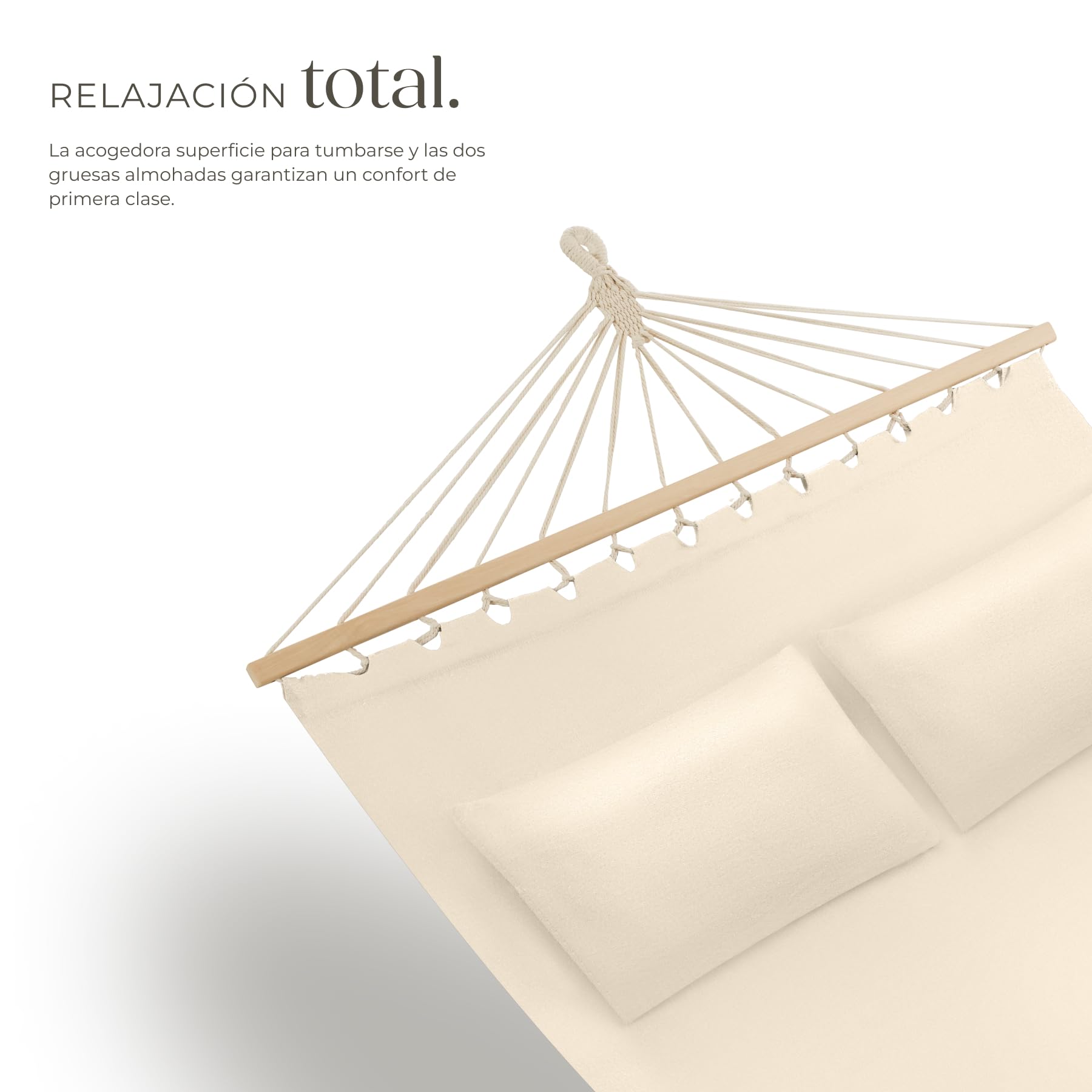 tectake® Hamaca Doble para Jardín, Estructura Hamaca Estable con Cojines Extraíbles, Tumbonas Jardin Exterior Ideal para Camping Accesorios, Terraza o Porche - 325 x 150 x 2,5 cm Beige