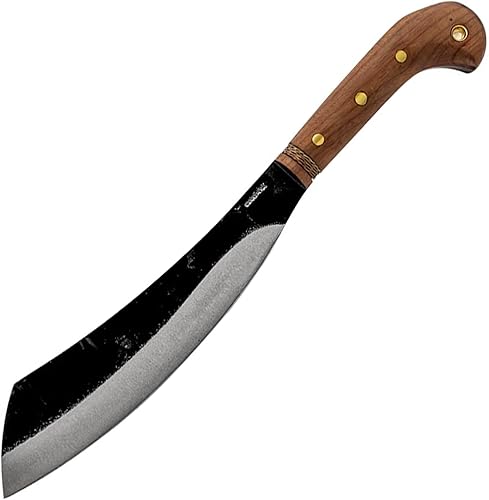 Mini machete Duku para herramientas y cuchillos  Machete resistente con funda  Acero de alto carbono 1075  Mango de nogal  Funda de cuero soldada