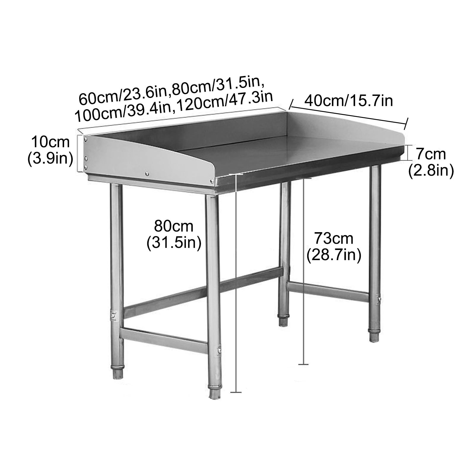 Tavolo Da Lavoro In Acciaio Inox, Banco Da Lavoro per La Preparazione Degli Alimenti, Tavolo In Acciaio Inox per Cucine, Ristoranti, Pizzerie(120 * 40 * 80cm/47.3 * 15.7 * 31.5in)