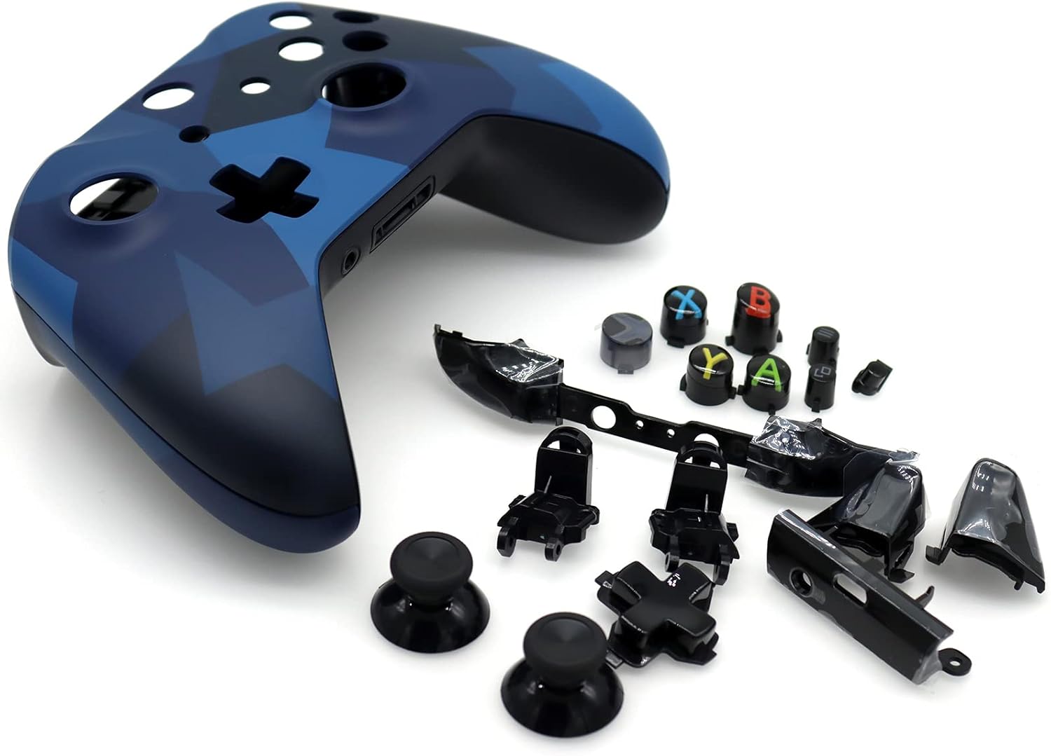 Deal4GO Full Housing Shell kit w/Thumbstick/Buttons/RB LB Bumper/Frontplate Replacement for Xbox One Controller Blue