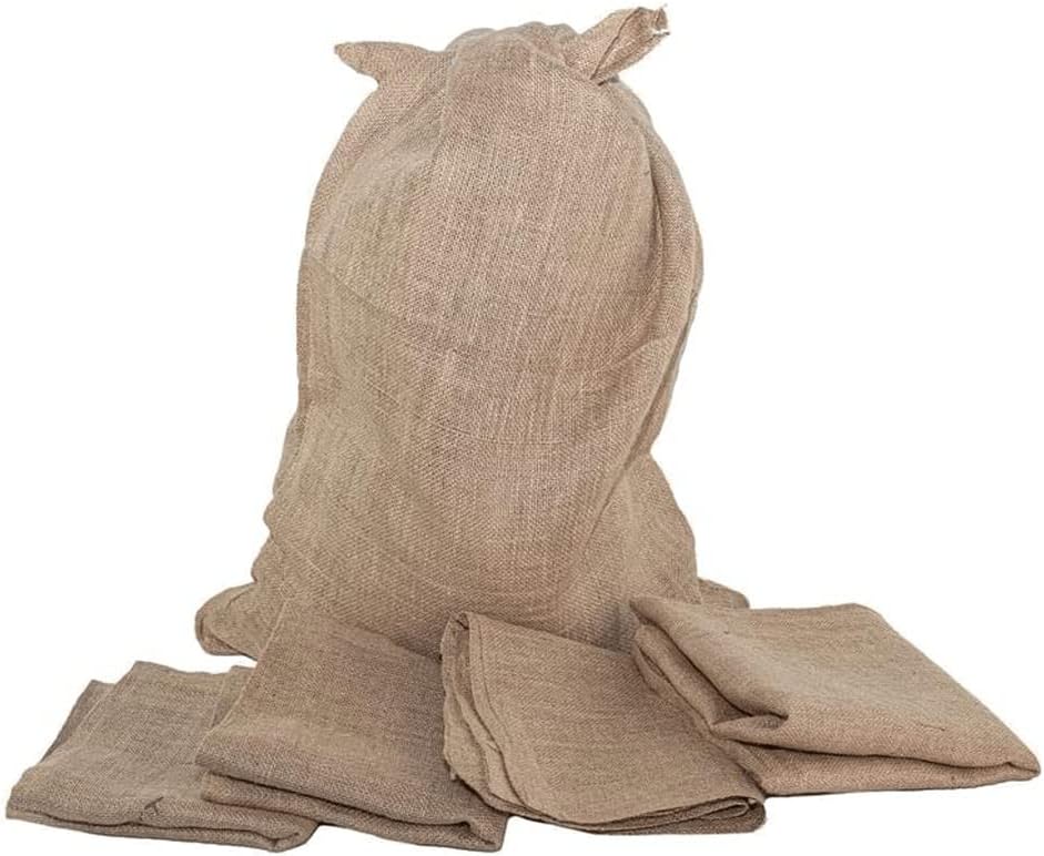 SGT KNOTS Burlap Bag - Large Potato Sack Race Bags - Reusable Burlap Sack, Food-Safe Sacks, Field Day Games, Vegetables & Gardening 4Packs