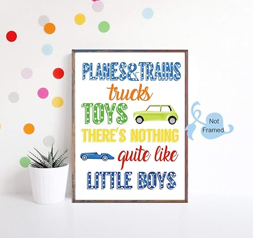 Miniatura 2 de Impresión artística inspiradora con cita de construcción colorida para niños camión tractor coche lienzo para pared 8 x 10 x 4 piezas sin marco