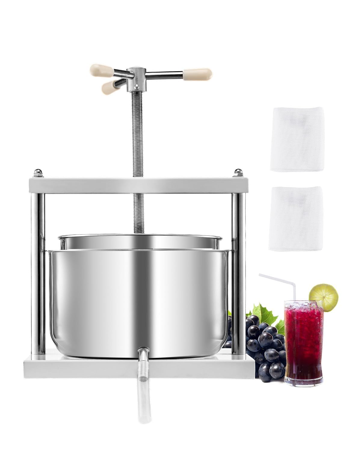 VEVOR Pressoir à Fruits Manuel 12 L Pressoir à Vin en Bois Massif avec 6 Blocs de Pressage Presse-Fruits Manuel Longue Poignée Broyeur de Fruits Légumes pour Pressage de Vins Jus de Fruit Cidre Purée