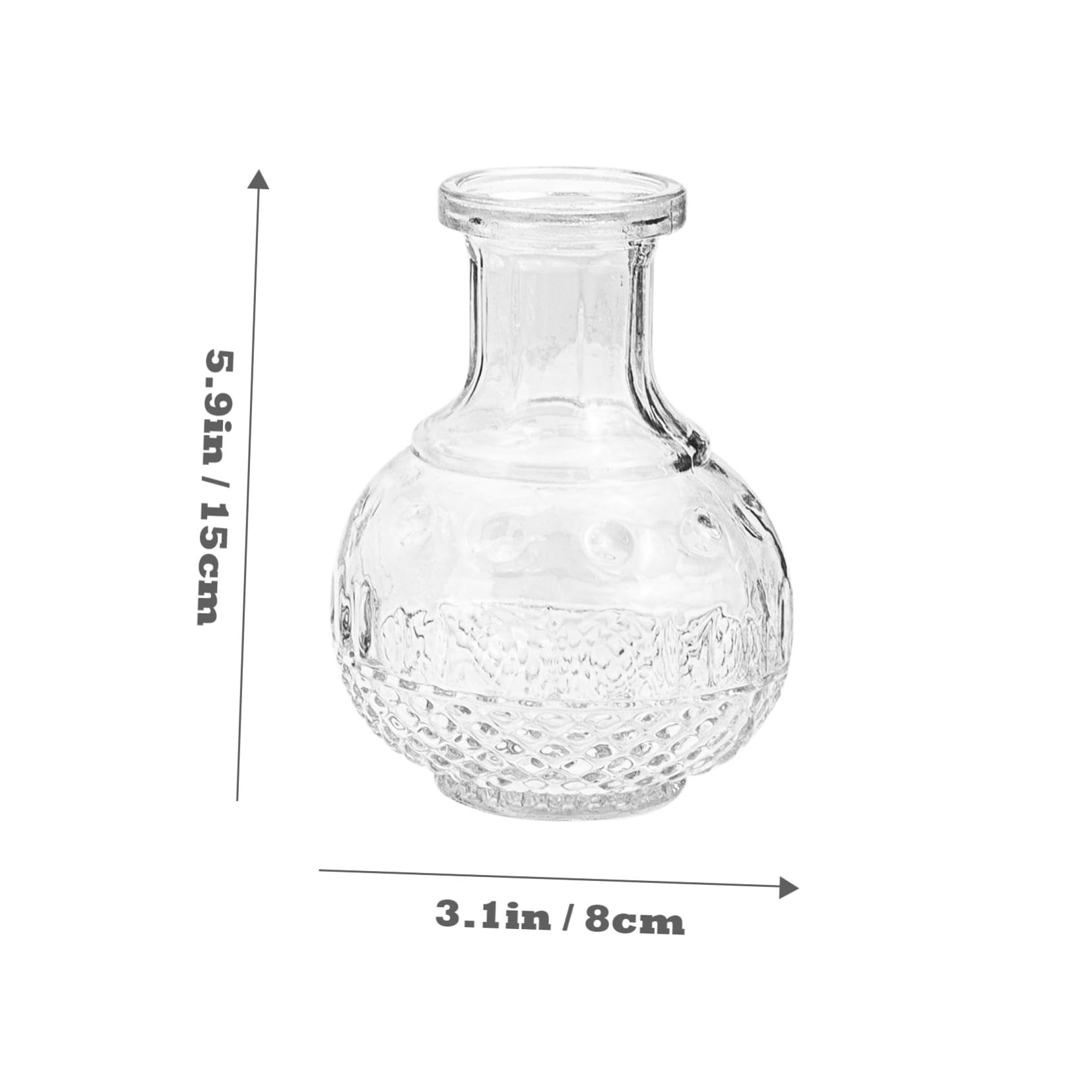 5 Pezzi Vaso Trasparente in Vetro Stile Vintage Rilievo per Fiori