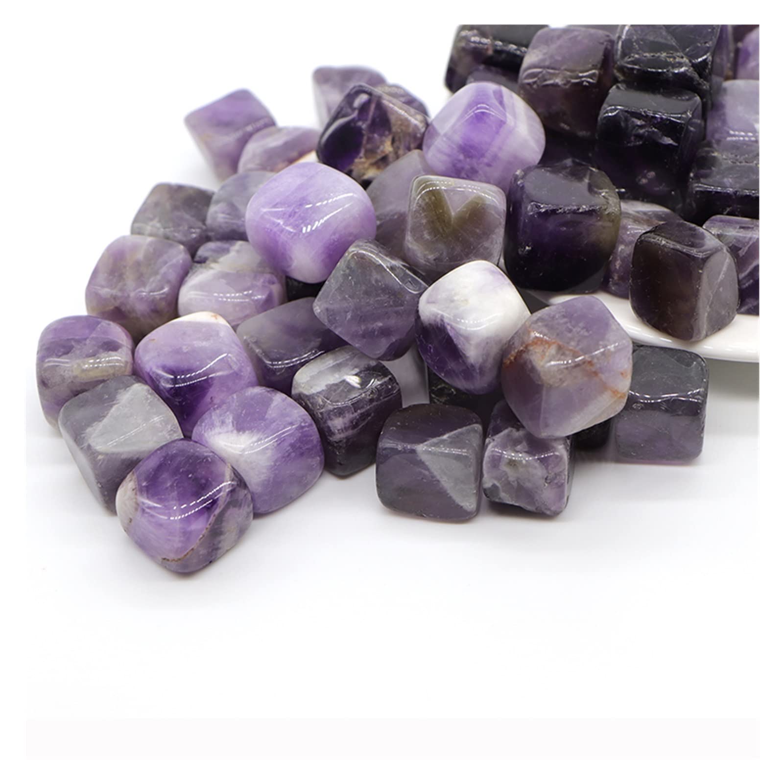 Amethyst Rohstein Natürliche Amethyst Quarzkristalle und Heilsteine Trommelbecher Mineral-Spexte Edelsteine Home Aquarium Dekoration (Color : Amethyst-M, Item Diameter : 500g)