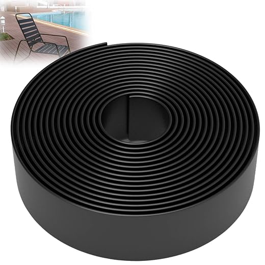 Black 2" Wide 20' Length Chair Vinyl Strap Strapping for Patio Lawn Garden Outdoor Furniture Matte Finish Color
