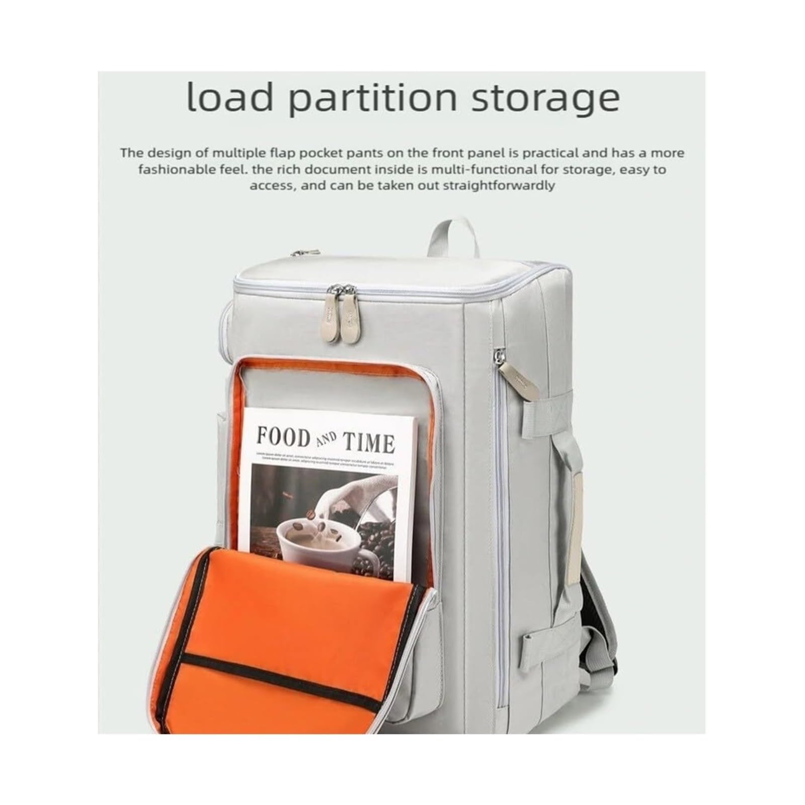 Borsa da esterno for zaino da viaggio di grande capacità | Zaino da uomo con spallacci imbottiti ad aria, borsa da tennis da trekking(Gray)