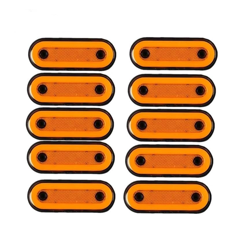 10 Pièces/4 Pièces 12V-24V Feu De Position Latéral Lumières Réflecteur Feux De Dégagement Pour Scania Pour Remorque Camion Van Feu Clignotant Latéral(10Pcs amber B)