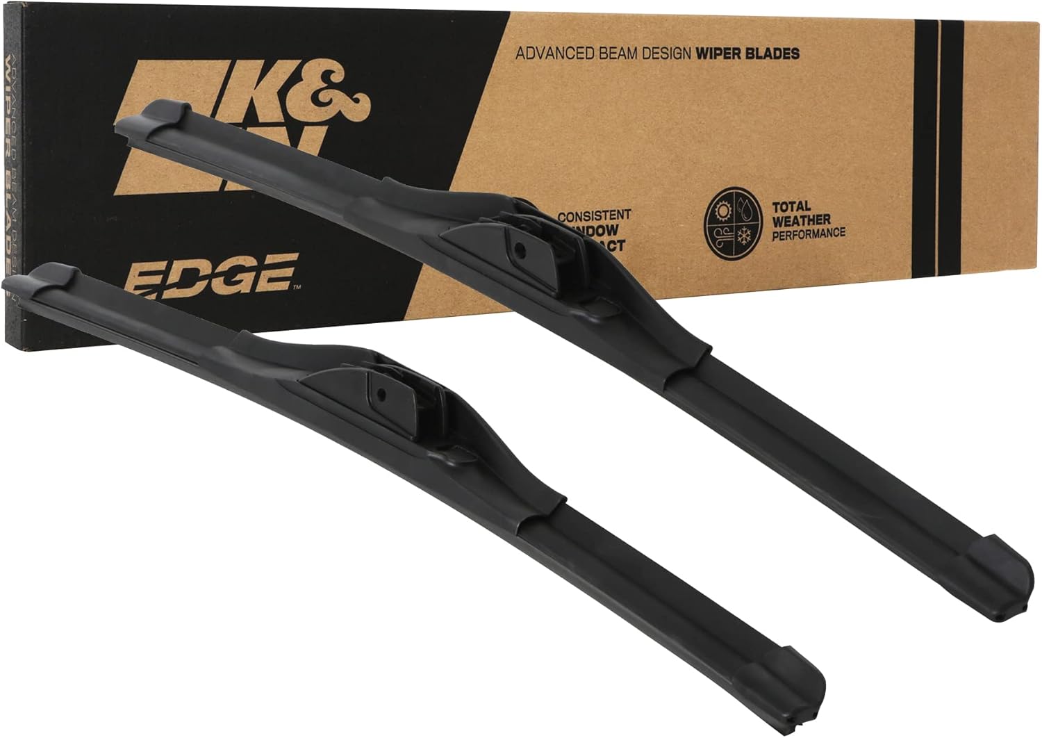 K&N EDGE Wiper Blades: All Weather Performance, Superior Windshield Contact, Streak-Free Wipe Technology: 21" + 19" (Pack of 2)
