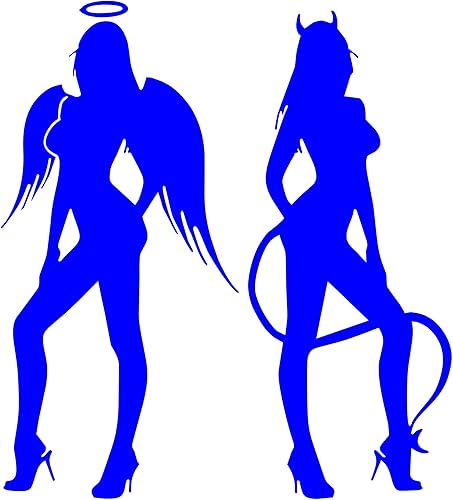 Miniatura 8 de Cartat2s - Calcomanía de vinilo de diablo y ángel Good and Evil Women Diva | 3 tamaños y 12 colores para elegir | Adhesivo para ventana y cuerpo