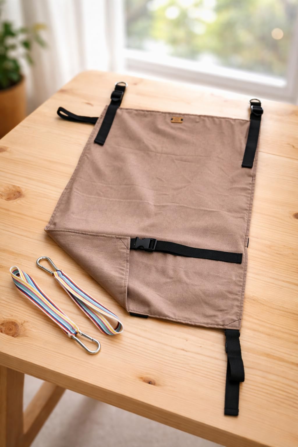 Asiento Auxiliar para Carrito de paseo, Ajustable y Resistente, Compatible con Capazo y Sillita, 50% Algodón 50% Poliéster, MARRON, SIN CINTURON