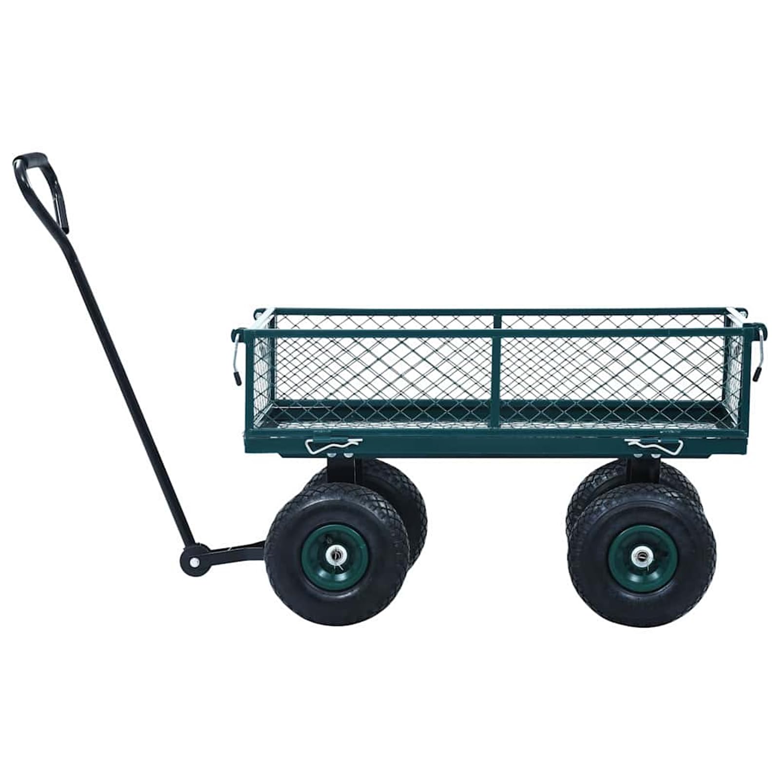 Gecheer Gartenwagen, Handwagen Grün 250 kg Stahl mit PU-Gummirädern und verstellbaren Seitenwänden, 86 x 46,5 x 97 cm für Gartenarbeit und Transport