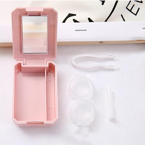 Miniatura 3 de 10 fundas para lentes de contacto, bonito kit de funda para lentes de contacto con espejo, pinzas, barra de herramienta removedora, soporte colorido