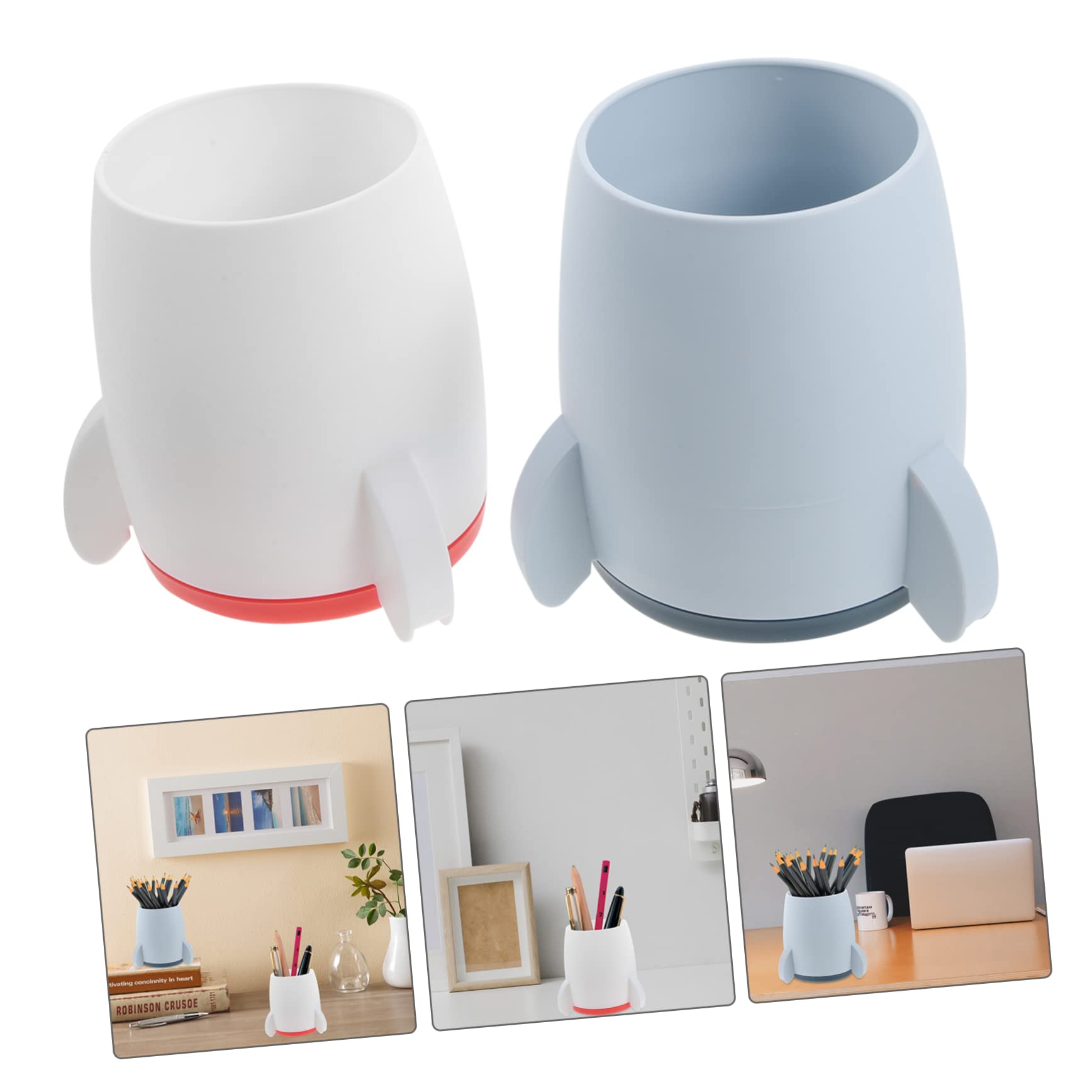 HOMSFOU 3 Ensembles Stylo Seau Stockage Porte-crayon Pot À Crayons Petit Porte-lettre Pour Bureau Mignon Bureau Porte-stylo Transparent Des Crayons Maquillage Abdos 2 Pièces * 3