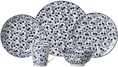 Ritzenhoff & Breker Speiseteller-Set Royal Sakura, 4-teilig, 26,5 cm Durchmesser, Porzellangeschirr, Blau-Weiß
