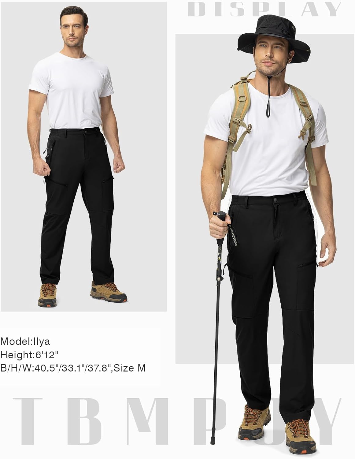 TBMPOY Men's Lightweight Hiking Travel Pants 5 Zip Pockets Stretch Quick Dry Work Pant Cargo Outdoor Camping Fishing - Image 7