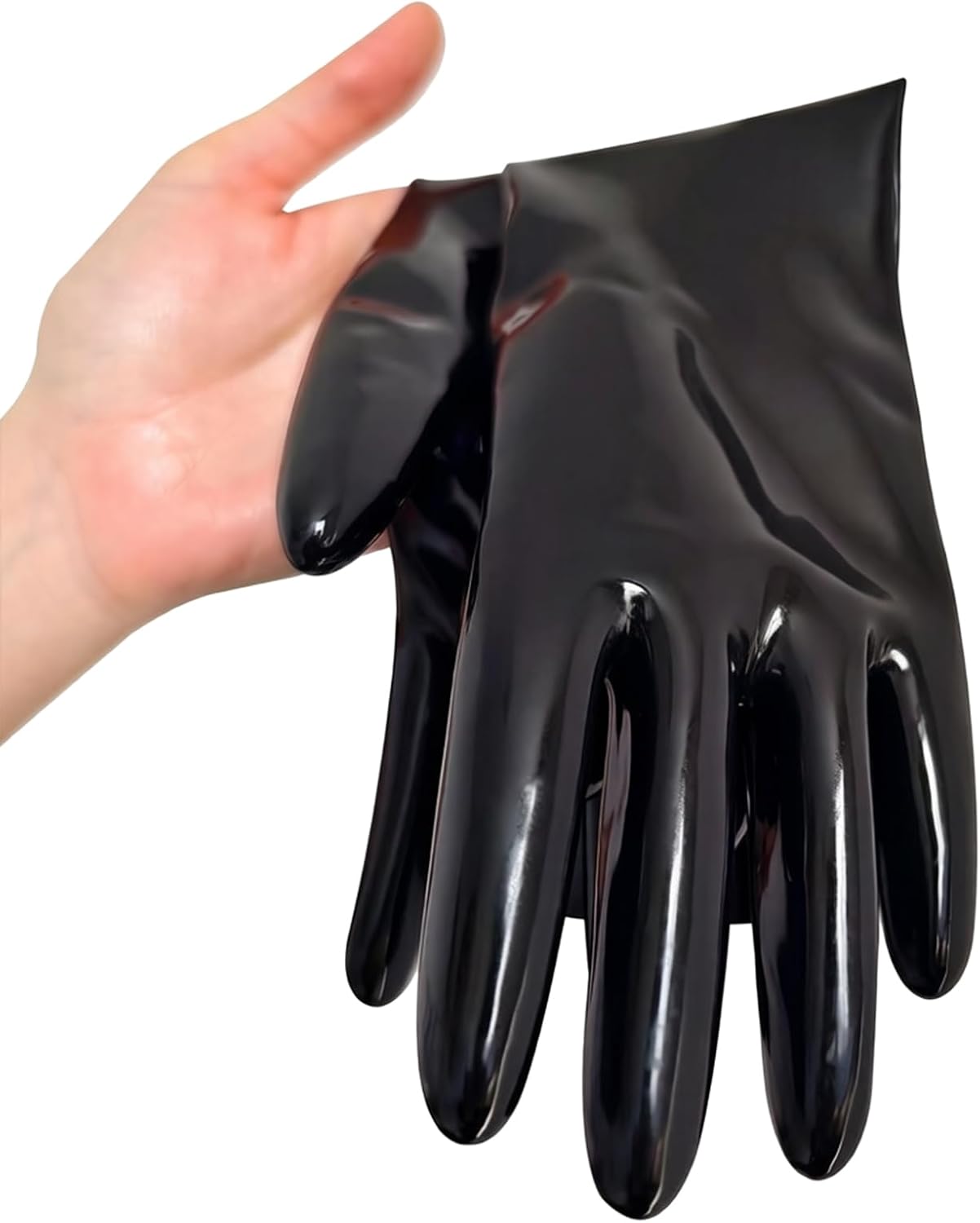 Black Latex Gloves, Short Rubber Gloves for Unisex Club Cosplay