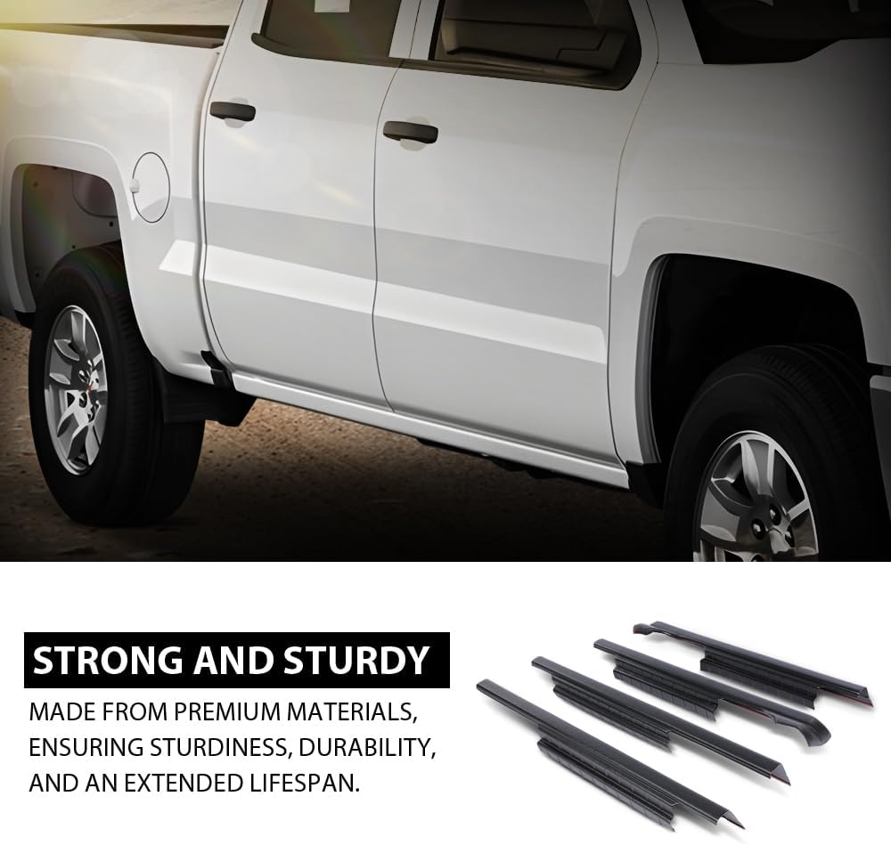 PIT66 Trail Armor Rocker Panel Compatible with 2014 2015 2016 2017 2018 Chevy Silverado 1500 Crew Cab