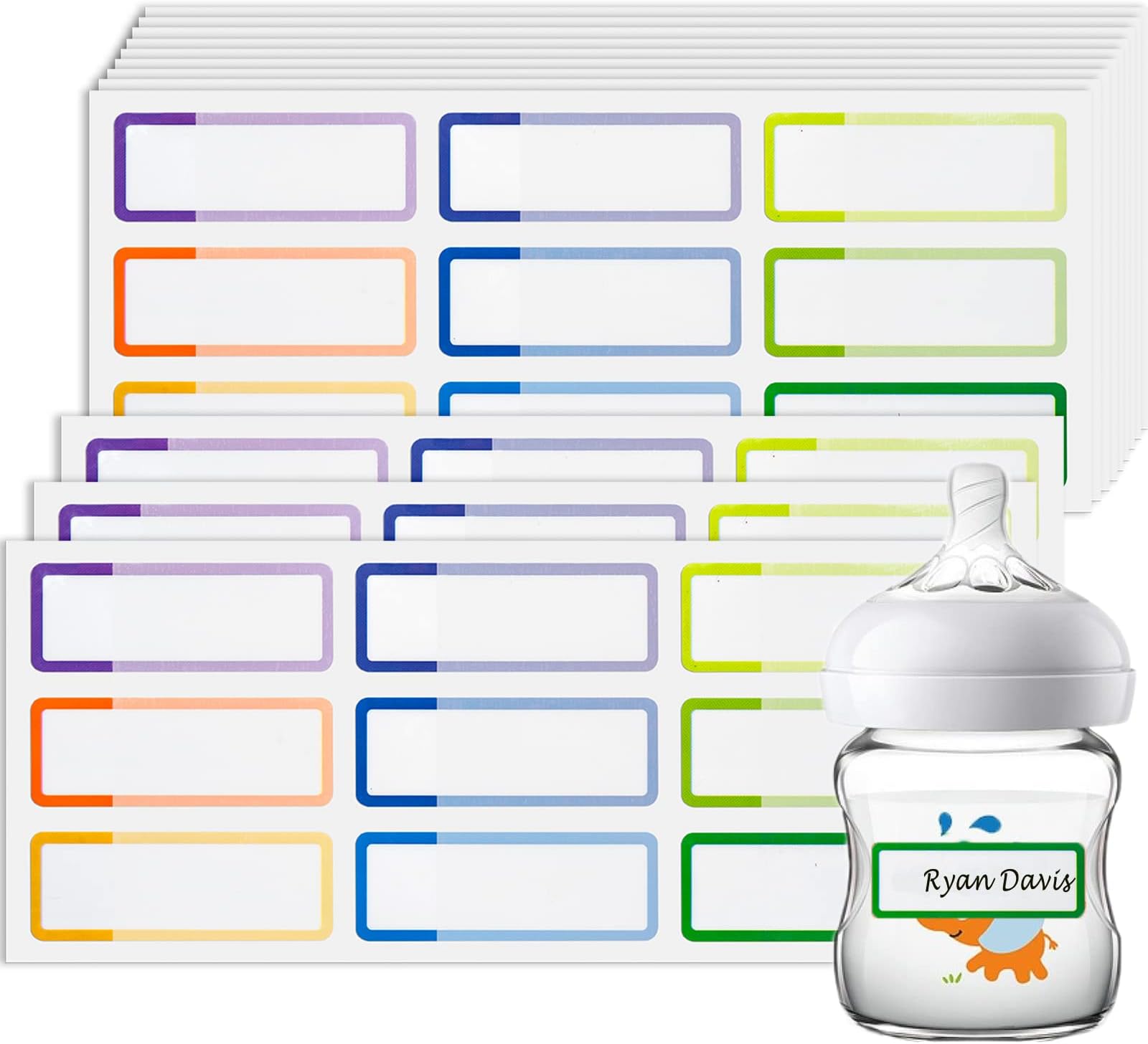 Name Labels for Kids Stuff Daycare, Waterproof Daycare Labels for School Supplies, 144 PCS Water Bottle Label, Name Tag Stickers for Day Care Essentials, Self-Laminating, Dishwasher Safe