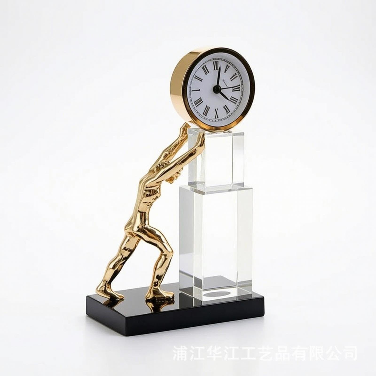 Analog Clock with Figure Sculptural Decorative Clock with Base Modern for Art Lovers, Professionals, Office, Living Room, Bookshelf-image-25