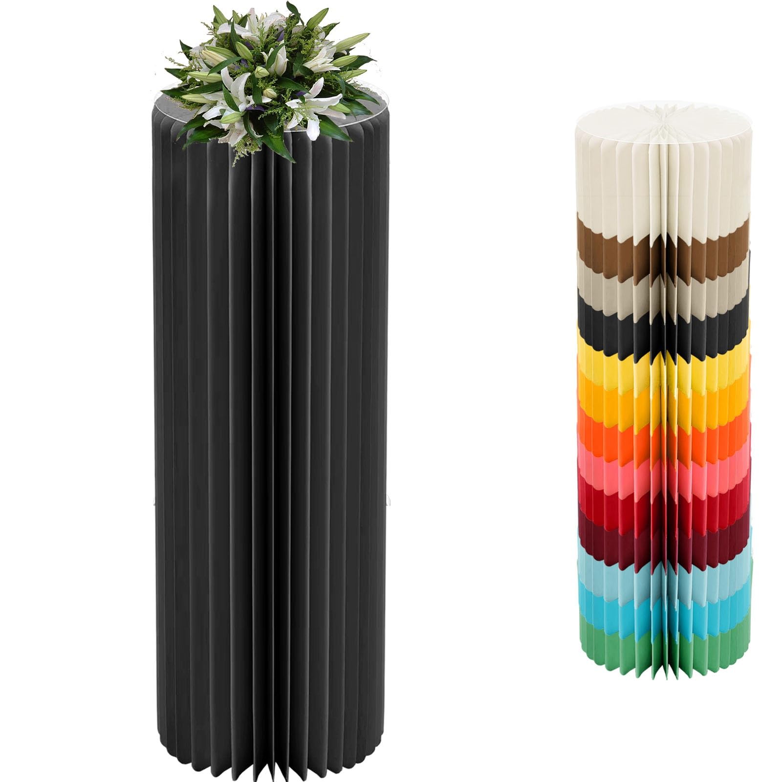 CVHfhjTG cake stand, Foldable Cardboard Cylinder Pedestal Cake Stand Multicolor 20-100cm(Black,H 100cm/39.4in)