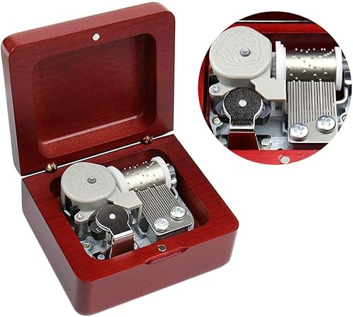 Sinzyo Caja de música vintage para regalo de cumpleaños, día de San Valentín, Navidad (caja roja vino)