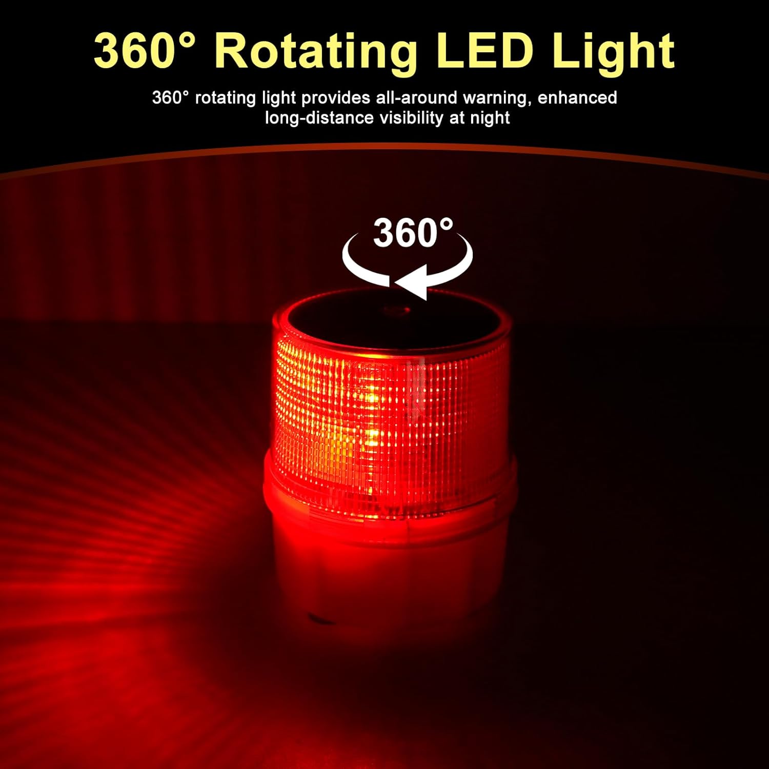 Aolyty Solar Warning Lights, Strong Magnetic Base, Rotating Light Mode Solar Safety Light Waterproof Beacon Lights for Construction Site, Guardrail, Stop Sign (Red)