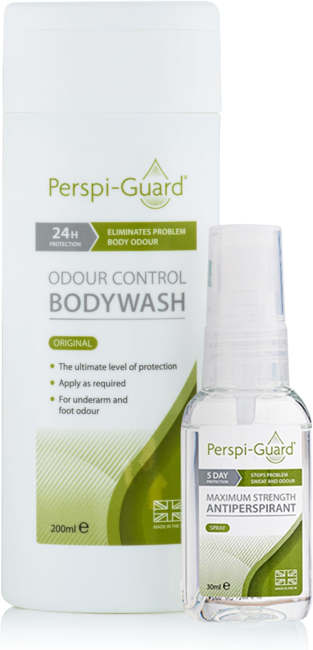 Perspi-Guard Sweat Defence, Antibacterial Body Wash & Strong Antiperspirant, Deodorant for Men and Women to Stop Sweat & Odour 200ml 30ml