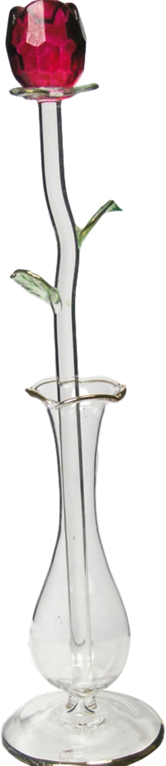 Red Crystal Rose in a Vase - I Love You - Sweetheart Wife Girlfriend - Birthday Mother's Day Valentine's Anniversary Love Gift - Rose and Flower Vase - Measures 8.5" H