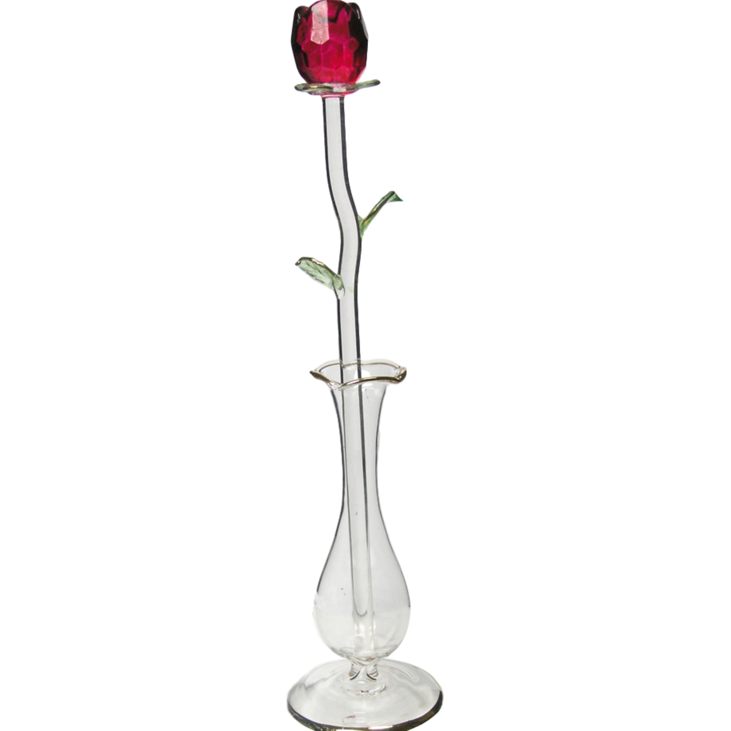 Rose en cristal vase bourgeon cadeau romantique Noël et Saint-Valentin