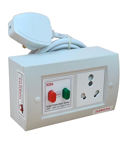 INDRICO 20A/15A/16 Amp Modular Extension Board for Heavy Duty with Starter for A.C. & Geyser PVC White Pack of 1 (3 Meter, 1.5 Ton AC)