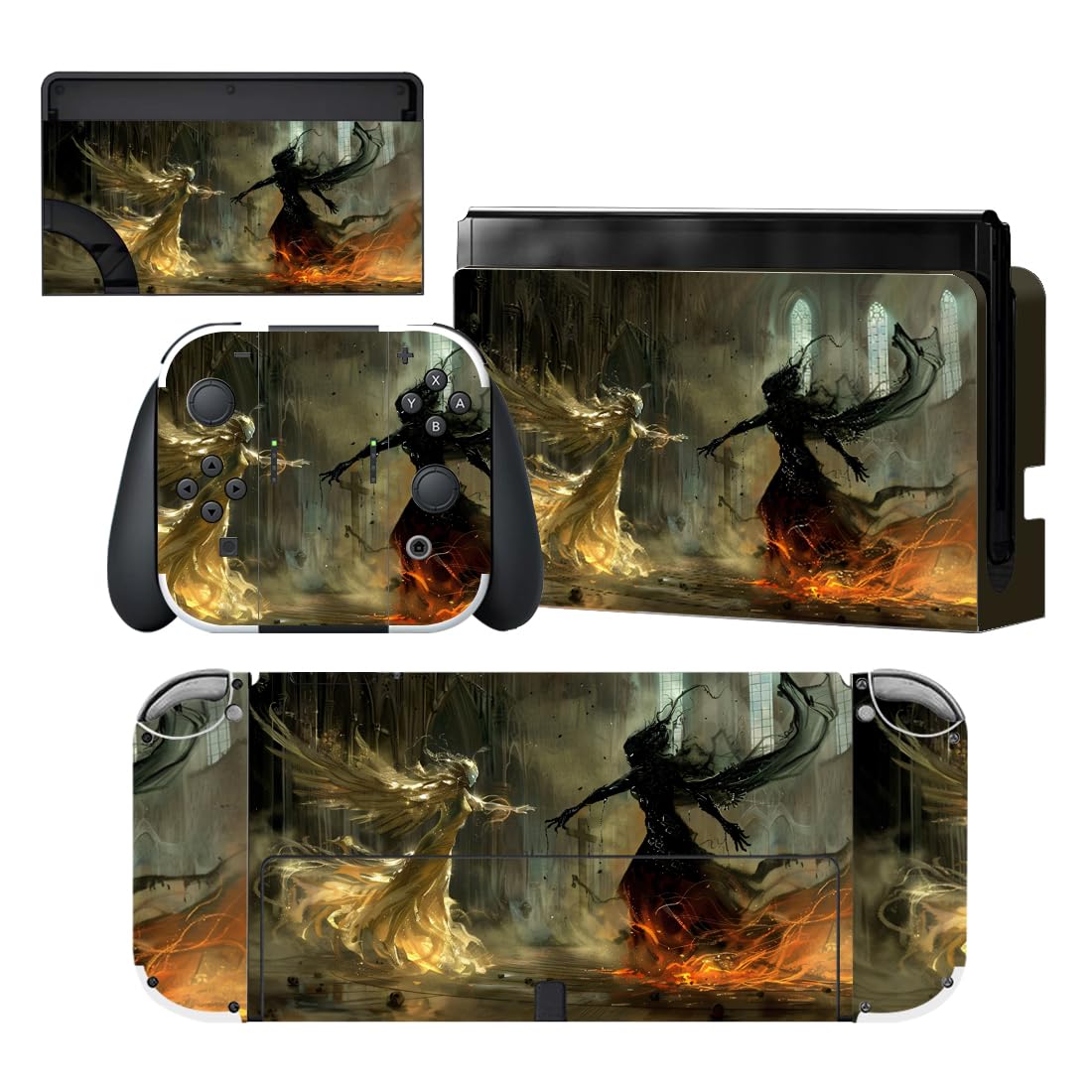 PlayVital Pegatina Protectora Completa para Nintendo Switch OLED - Calcomanías Decorativas para Joy-con y Consola, Skin Stickers Adhesivos (Azul Nebula) — view 55